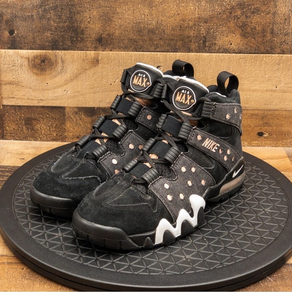 NIKE AIR MAX 2 CB 94 BLACK DENIM MENS ATHLETIC SHOES BASKETBALL RETRO SIZE 7.5 - Picture 1 of 9